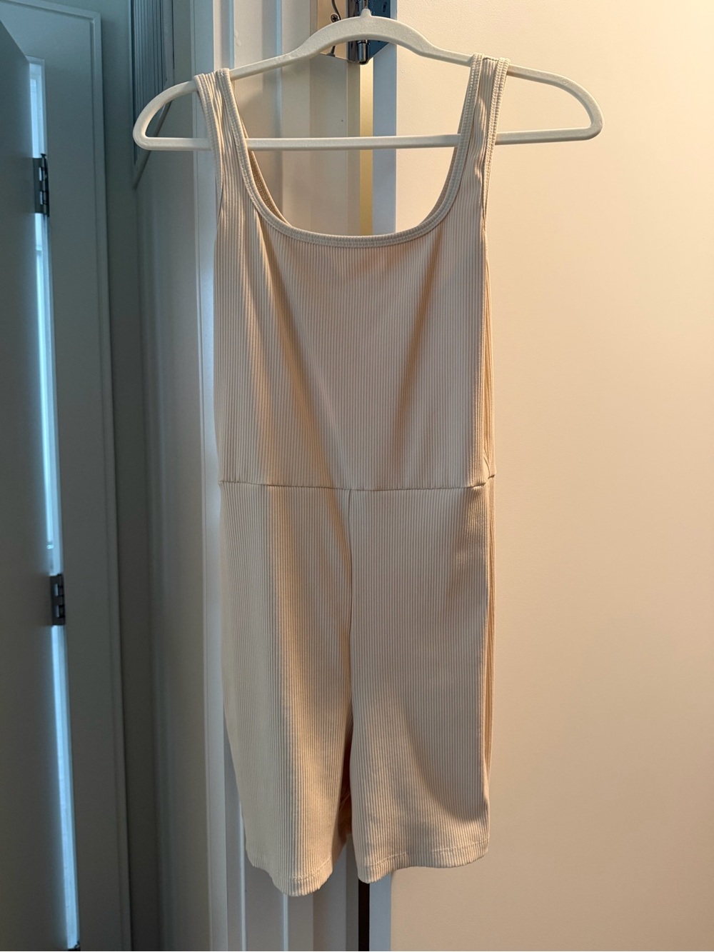 Susana Monaco Cream Ribbed Tank Romper